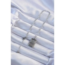 Alvo Store Buğz 316L Çelik Zincir Eskitme Gümüş Renk Ay Figürlü Tarot Kolye - Buğz