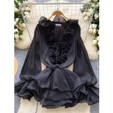 Havens Lia Şifon Gül Detay Elbise