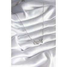 Alvo Store Buğz 316L Çelik Gümüş Renk Zirkon Taşlı Kanat Kalp Model Kadın Kolye - Buğz