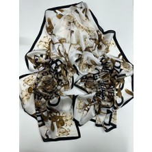 Yeni Sezon Çiçek Desen Ekose Zincir Vual Ipek Şal Premium