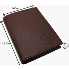 Westpolo Hakiki Deri Kağıt Para ve Bol Kart Bölmeli Erkek Cüzdanı - Kahverengi