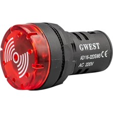 Gwest 22DS/MS Sesli LED Flaşör Ikazlı 220V. Ac Kırmızı 10 Adet