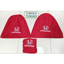 Honda Kırmızı Oto Ön Arka Kılıf Servis Kılıf 4 Parça (Arka 2 Parca Logolu)Likralı Esnek Tüm Araç Modellerine Uyum Sağlar Üniversal
