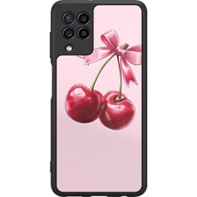 BG AKSESUAR Samsung Galaxy M32 Uyumlu Kiraz Tasarımlı Glossy Premium Kılıf