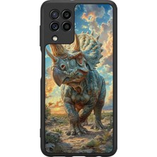 BG AKSESUAR Samsung Galaxy A22 Uyumlu Dinazor Tasarımlı Glossy Premium Kılıf