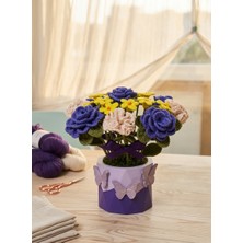 Dalia Viola Mor Güller ve Karışık Çiçek Saksı