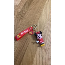 C&On Design  Mouse Karakterli Silikon Anahtarlık - Kırmızı Elbiseli Sevimli Figürlü Çanta Aksesuarı