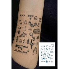 Karışık Figürlü 12 Saat Sonra Kararan Geçici Dövme Tattoo 9X12 cm