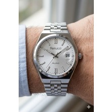 Ferrucci Modern Erkek Kol Saati | 40 mm Çelik Kasa, Gümüş Metal Kordon, Gümüş Kadran