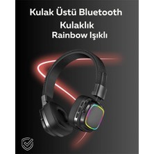 TE Dükkan Buğz Rgb Işıklı Katlanabilir Bluetooth 5.3 Kulak Üstü Kulaklık - Buğz