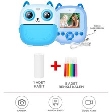 Skygo Çocuk Termal Resim Kağıt Baskılı Yazıcı Kamera Video Makinesi (CMR21MAVI)