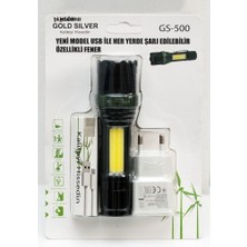 Noip Metal El Feneri USB Şarjlı 4 Kademeli Zoomlu Gs 500 (925)