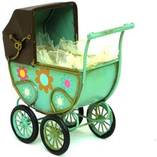 Dekoratif Metal Bebek Arabası Biblo Vintage Hediyelik
