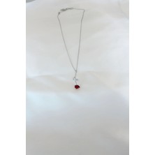 Alvo Store Buğz Gümüş Kaplama Kırmızı Gül Figürlü Kadın Kolye - Buğz