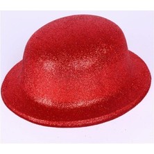 EkoAlışverişDünyam Kırmızı Renk Yuvarlak Simli Plastik Parti Şapkası