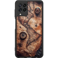 BG AKSESUAR Samsung Galaxy M22 Uyumlu Harita Tasarımlı Glossy Premium Kılıf