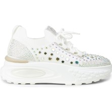 Deery Kadın Beyaz Taş Detaylı Sneaker Ayakkabı - 26311ZBYZP01