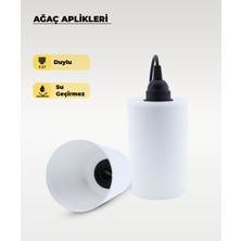 Feyza Design Beyaz Silindir Ağaç Feneri Bahçe Dekorasyonu ve Aydınlatma