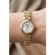 Ferrucci Altın Yuvarlak Kasa Kadın Kol Saati | 26 mm Çelik Kasa, Altın Metal Kordon, Gümüş Kadran