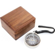 Ahşap Kutulu Krom Pusula