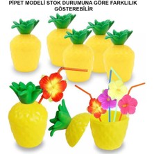 Hsc Bilişim Ananas Hawaii Luau Aloha Pipetli Içecek Kabı Bardak 10X13 cm 1 Adet