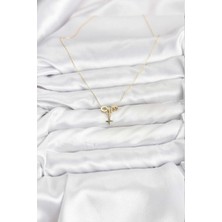 TE Dükkan Buğz Gold Renk Pirinç Minimal Charmlı Kadın Kolye - Buğz