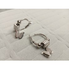 TIPTOP Kelebek Model Zirkon Taşlı Gümüş Renk Küpe