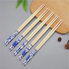 Bulut 5 Çift Desenli Yıkanabilir Doğal Bambu Yemek Çubuğu Chopstick