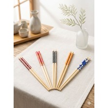 Bulut 5 Çift Desenli Yıkanabilir Doğal Bambu Yemek Çubuğu Chopstick