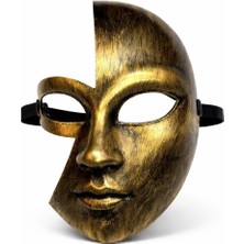 EkoAlışverişDünyam Antik Efektli Altın Yarım Yüz Plastik Parti Maskesi