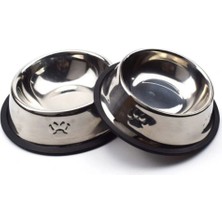 TE Dükkan Buğz Paslanmaz Çelik Metal Mama Kabı 18 Cm.