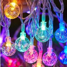 5m 28 LED Kristal Top Gün Işığı Şeffaf Kablo Fişli Eklemeli