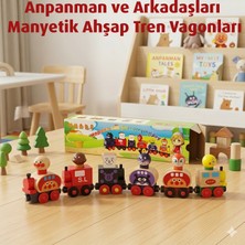 Direkstoktan Anpanman ve Arkadaşları Manyetik Ahşap Tren Vagonları - Eğitici ve Eğlenceli Oyuncak Seti / Magnetic Vehicle For Carrying People Train Blocks