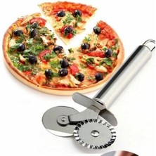 Virtustore Çift Başlı Metal Pizza Kesici ve Hamur Ruleti