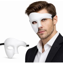 K&A Beyaz Yarım Erkek Maske – Phantom Parti &amp; B Maskesi