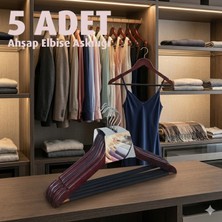Direkstoktan Axentia Ceviz Renk Ahşap Askı - Elbise Pantolon Kaydırmazlı - 5 Adet / Wooden Suit Clothes Hangers