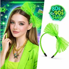 Virtustore 80’ler 90’lar Neon Yeşil Dantel Taç Fiyonklu