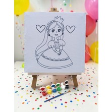 Nostaljik Lezzetler Tuval Boyama Seti Prenses Model 20X20 cm (Tuval, Şövale, Fırça ve 6 Renk Akrilik Boya Seti)