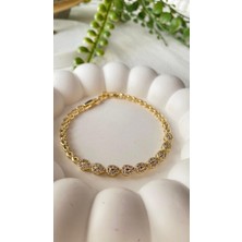 Jewelry 14K Altın Kaplama Taşlı Damla Model Gold Suyolu Bileklik