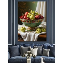 Renkli Meyve Tabağı Dekoratif Kanvas ve Mdf Ahşap Tablo