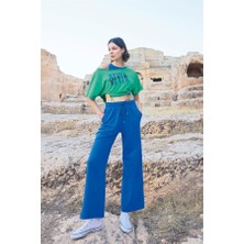 MOTTO10 Butik Kısa Kollu "never Give Up" 3'lü Crop Eşofman Takımı