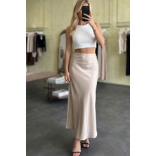 Twomeey Kadın Saten Kumaş Balık Etek