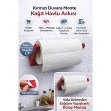 Eco Lounge Dekoratif Kırmızı Kağıt Havlu Tutucu Duvar Askılı Model | Mutfak Kağıt Havluluk Aparatı, Duvara Monte Havlu Tutucu