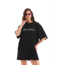 Mç Plus Baskılı T-Shirt Kısa Kol Bisiklet Yaka Regular Rahat Kalıp Günlük Tişört - Siyah