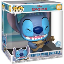 Funko Pop! Jumbo: Stitch - Ukele ile - Disney: Lilo & Stitch - Koleksiyon Vinil Figür - Hediye Fikri
