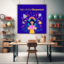 Deko Gonya Ben Artık Okuyorum Temalı Fotoğraf Panosu Branda 100X100