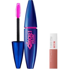 Braventa Collection Maybelline New York Volum' Express Rocket Ekstra Siyah Maskara & Mini Stay Likit Ruj 65 Seductress M
