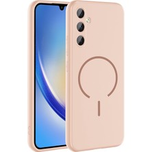 Techno Guru Samsung Galaxy A34 Kılıf Magsafe Özelikli ve Pastel Şarj Özellikli Şık Meta Premium Silikon Kapak