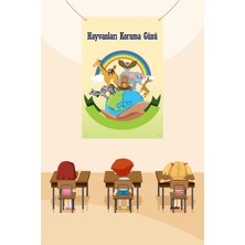 Deko Gonya Hayvanları Koruma Günü Temalı Fotoğraf Panosu Branda 100X150