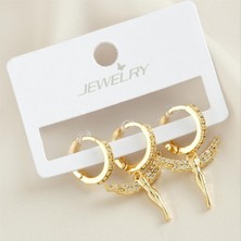 Zero Land Nrzsnt 3 Adet Peri Zirkon Taşlı Küpe - Gümüş Rengi